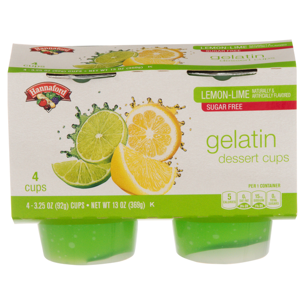 Hannaford Sugar Free Lemon-Lime Gelatin Dessert Cups - 4 ct