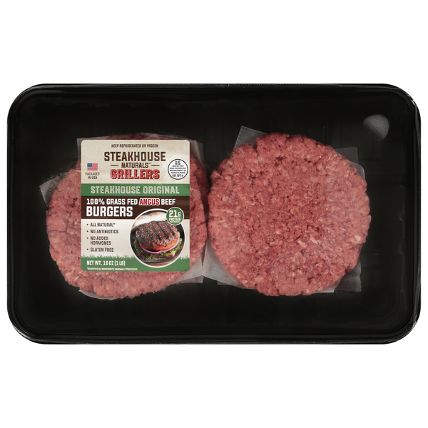 Steakhouse Naturals Grillers 100% Grass-fed Angus Beef Burgers - 4 ct