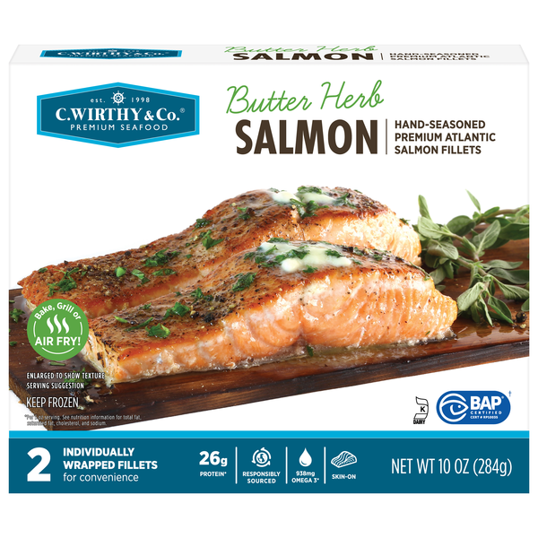 C. Wirthy & Co. Skin-On Butter Herb Atlantic Salmon Fillets - 2 ct Frozen