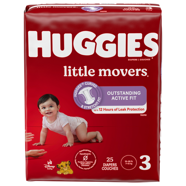 Huggies Little Movers Size 3 Baby Diapers 16-28 lb