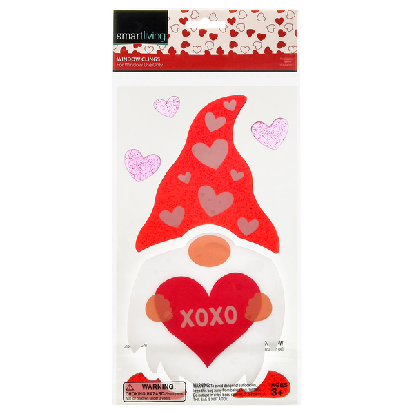 Smart Living Valentine's Day Window Clings Gnome XOXO Ages 3+