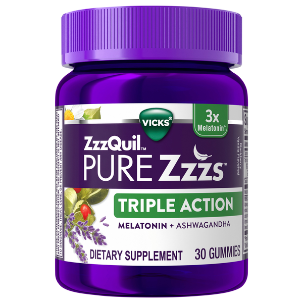 Vicks ZzzQuil PURE Zzzs Triple Action Melatinin & Ashwagandha Gummies