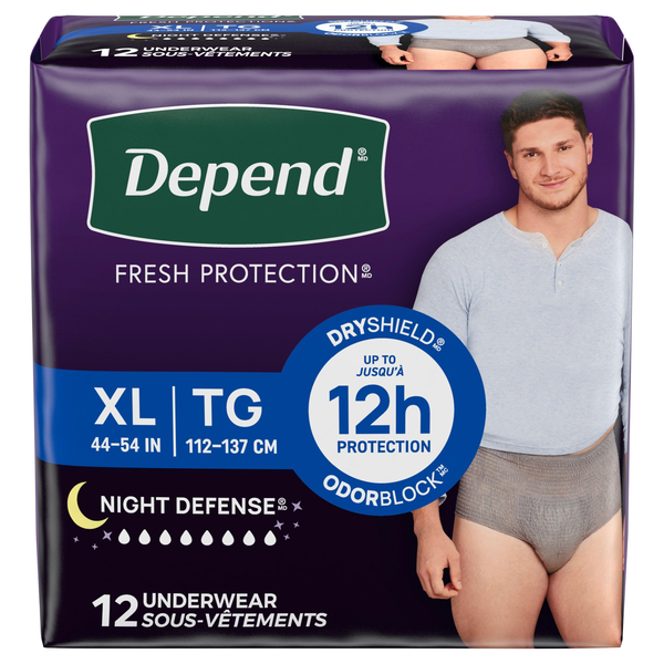 Depend Men's Night Defense Incontinence Underwear XL