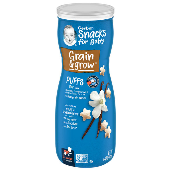 Gerber Snacks Grain & Grow Baby Vanilla Puffs 8+ Months