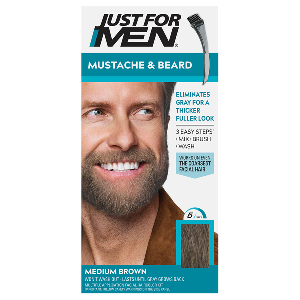 Just For Men Mustache & Beard Brush-In Color Gel Medium Brown M-35