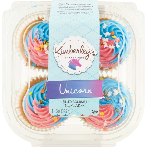 Kimberley's Bakeshoppe Filled Gourmet Unicorn Cupcakes - 4 ct