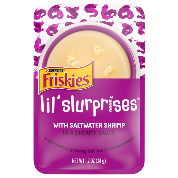 Save on Friskies Lil' Slurprises Cat Food Complement w/Saltwater Shrimp