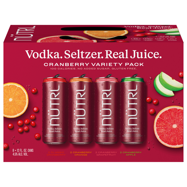 Nutrl Vodka Seltzer Cranberry Variety Pack - 8 pk