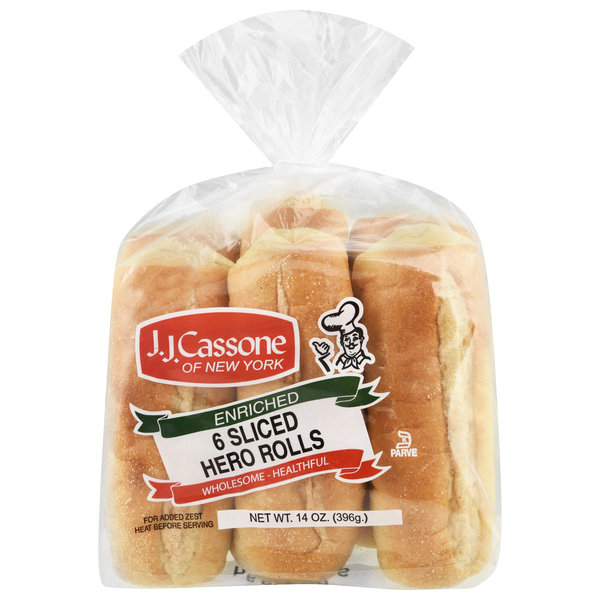 Save on J.J. Cassone Enriched Sliced Hero Rolls - 6 ct Order