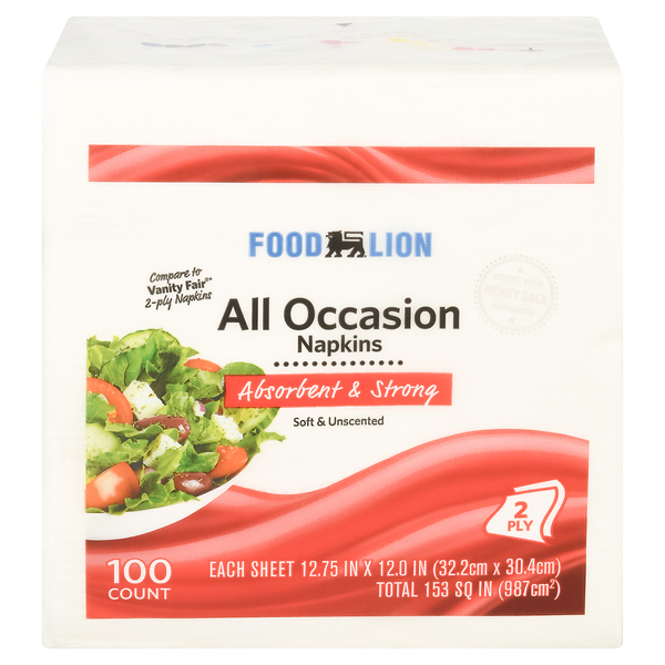 Food Lion All Occasion Napkins Absorbent & Strong 2-Ply