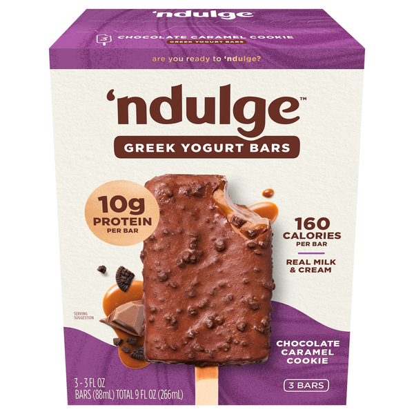 'Ndulge Chocolate Caramel Cookie Protein Greek Yogurt Bars - 3 ct Frozen