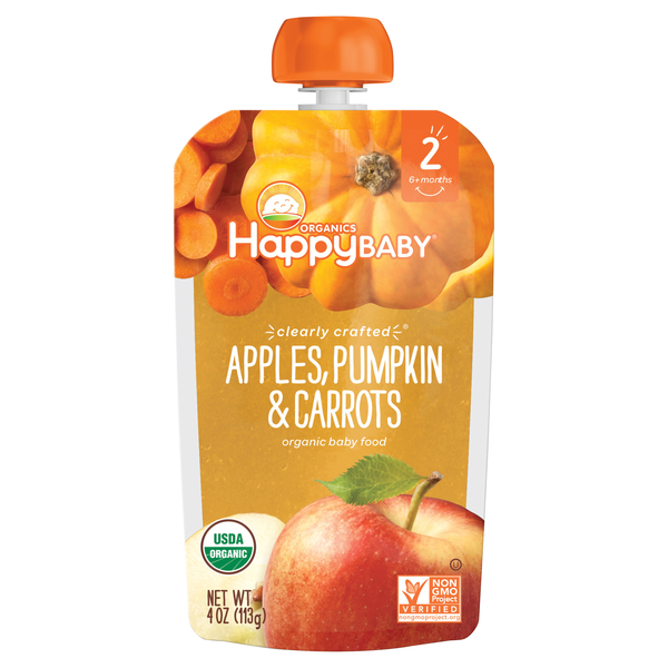 Happy Baby Organics 2 Baby Food Apples Pumpkin & Carrots