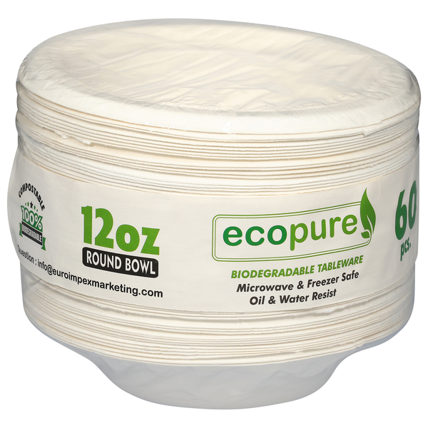 Ecopure Biodegradable Round Paper Bowl 12 oz