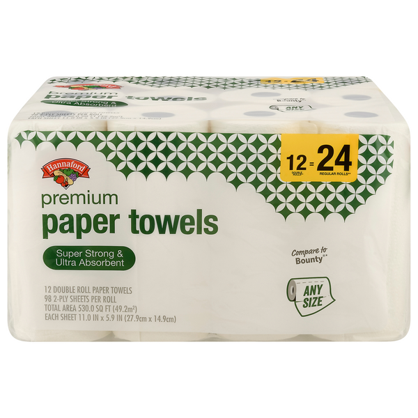 Hannaford Any Size Double Roll 2-Ply Premium Paper Towels