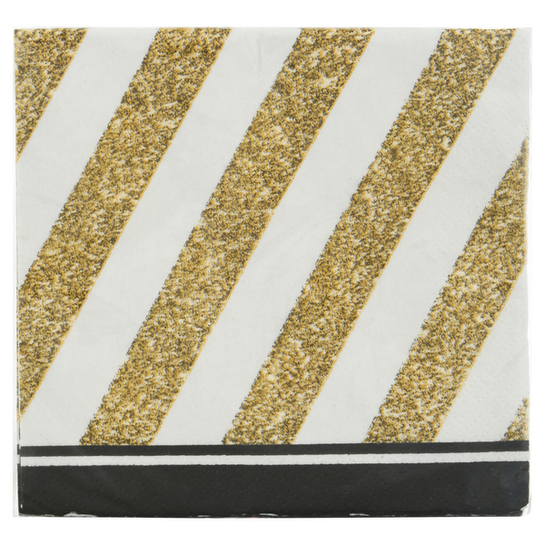 Party Creations Beverage Napkins Black & Gold 3-Ply