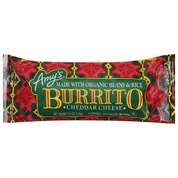 Save on Amy's Organic Cheddar Cheese Frozen Burrito Order Online
