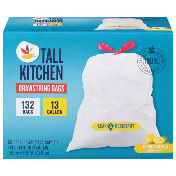 Our Brand Odor Control Lemon Tall Kitchen Drawstring Bags13 Gallon