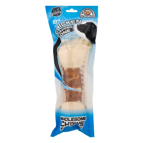 K9 Cookhouse Chicken Wrapped Bone Dog Chew 8 Inch