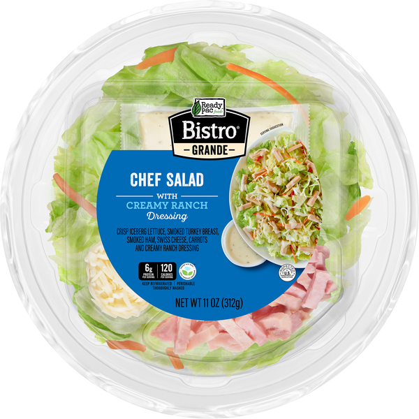 Ready Pac Bistro Grande Chef Salad Bowl with Creamy Ranch Dressing