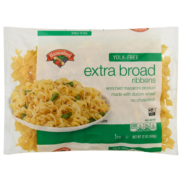 Hannaford Yolk Free Extra Broad Ribbons (Egg White Noodles)