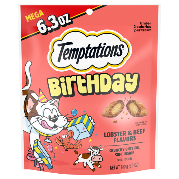 Temptations Birthday Lobster & Beef Flavor Crunchy & Soft Cat Treats