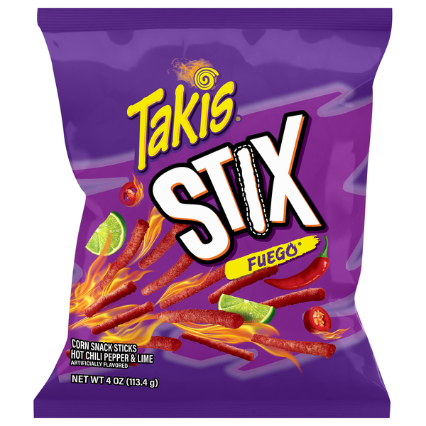 Takis Stix Fuego Hot Chili Pepper Corn Snack Sticks