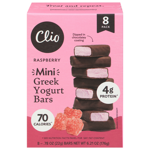 Clio Mini Raspberry Greek Yogurt Bars - 8 ct Refrigerated