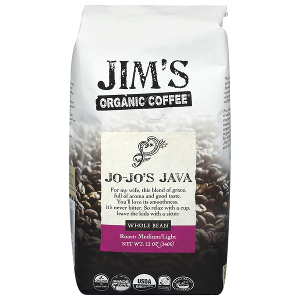 Jim's Organic Jo-Jo's Java Medium/Light Roast Whole Bean Coffee