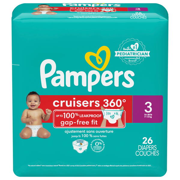 Pampers Cruisers 360 Fit Size 3 Baby Diapers 16-28 lb