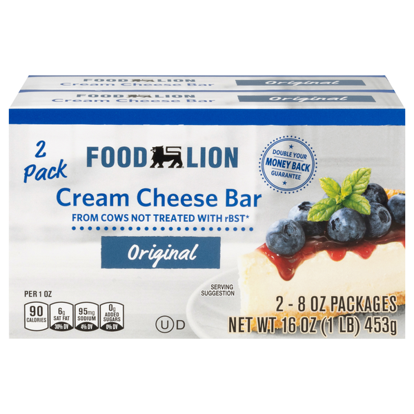 Food Lion Original Cream Cheese Bars 8 oz ea - 2 ct