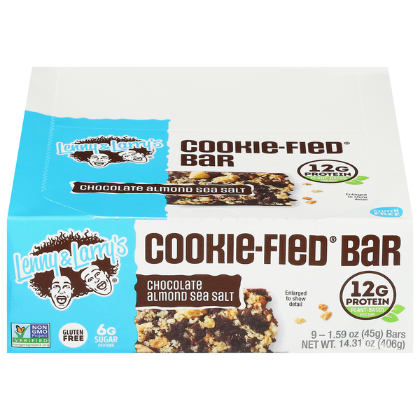 Lenny & Larry's Choc Almond Sea Salt 12g Plant Protein Cookie Bar - 9 ct
