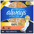 Always Ultra Thin Size 4 Unscented Overnight Pads with Wings