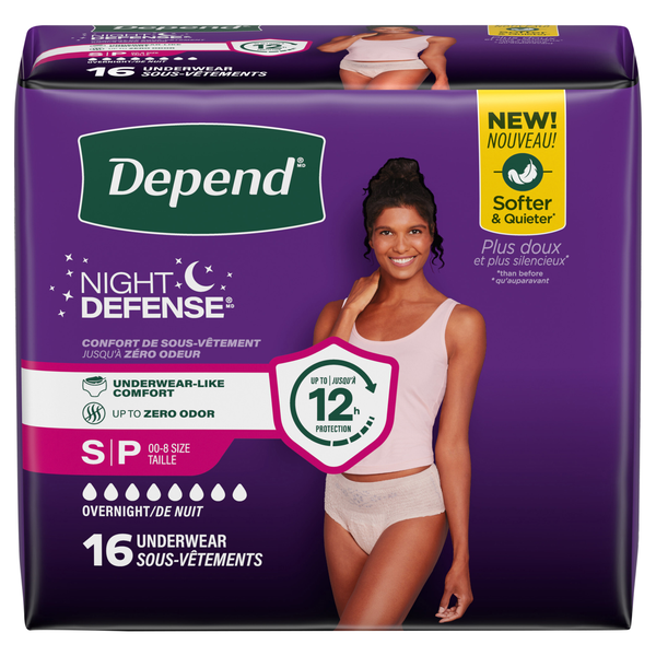Depend Women's Night Defense Incontinence Underwear Blush Small