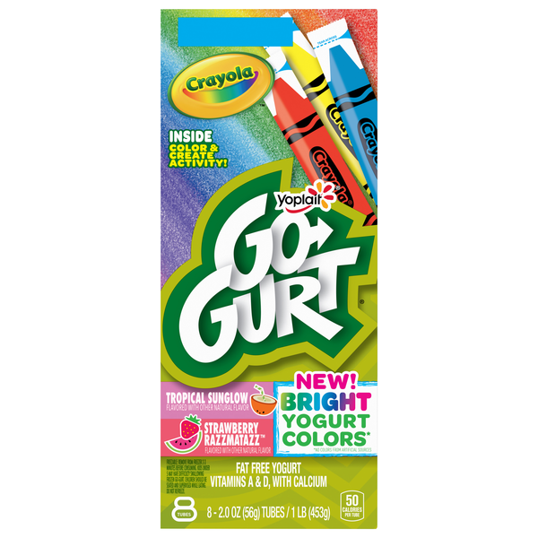 Yoplait Go-GURT Crayola Bright Colors Yogurt Tubes - 8 ct