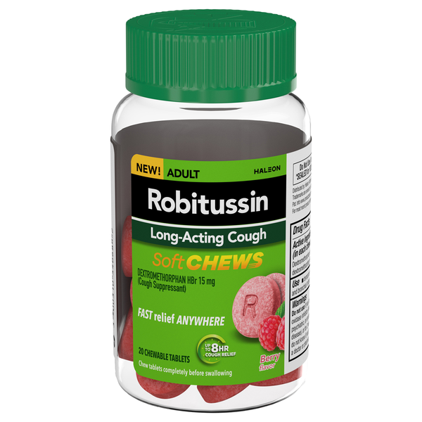 Robitussin Soft Chews Long-Acting Cough Suppressant Berry Chewable Tablets