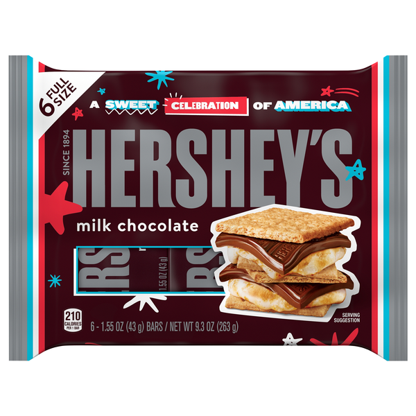 Hershey's Milk Chocolate Candy Bars Full Size - 6 ct