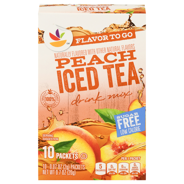 Our Brand Sugar Free Peach Flavor Iced Tea Drink Mix Packets - 10 ct