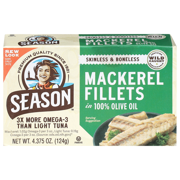 Season Salt Added Boneless Skinless Fillets of Mackerel in Olive Oil