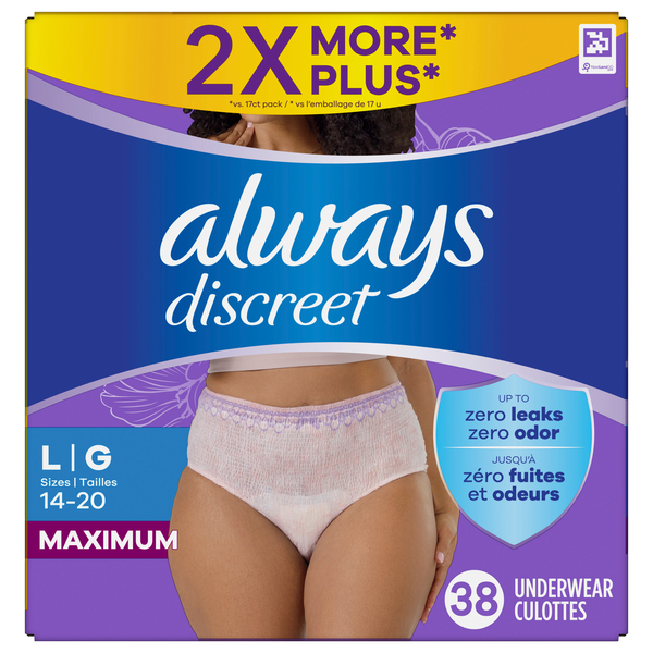 Always Women's Discreet Incontinence Underwear Maximum L