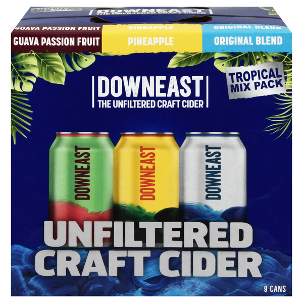 Downeast Unfiltered Craft Cider Tropical Mix Pack - 9 pk