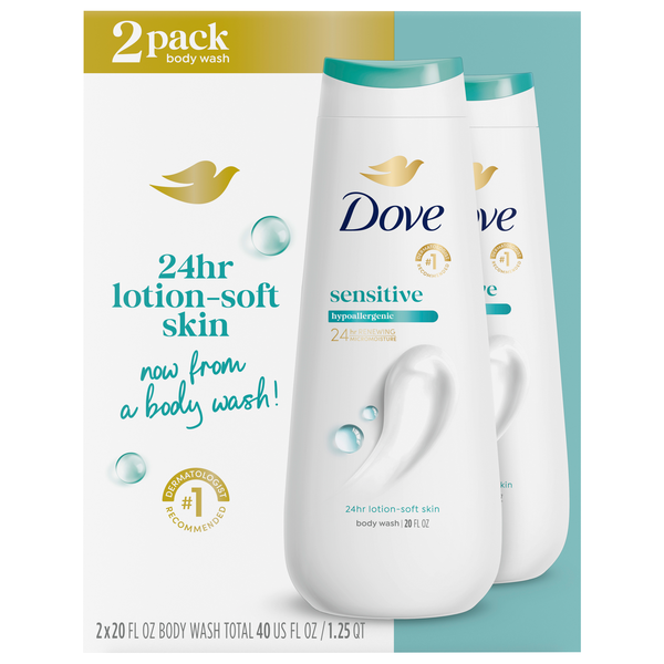 Dove Sensitive Skin Hypoallergenic Body Wash 20 oz/2 ct