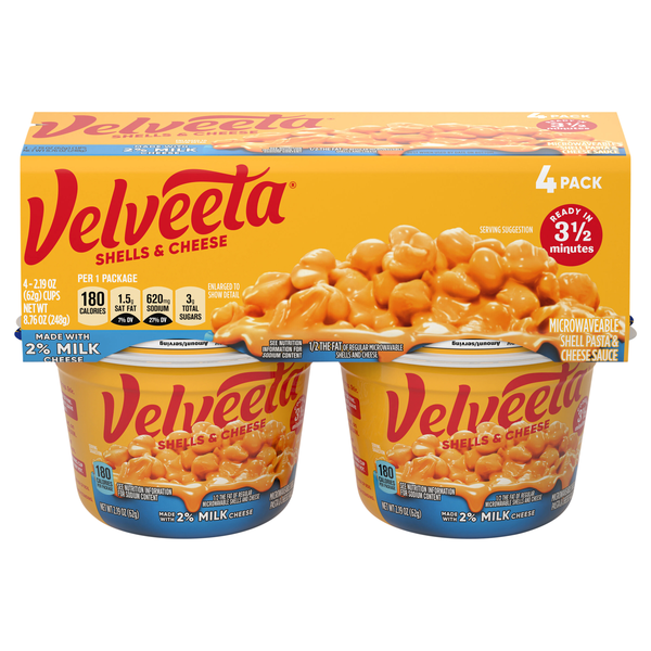 Velveeta Shells & Cheese Pasta Microwaveable Cup - 4 ct