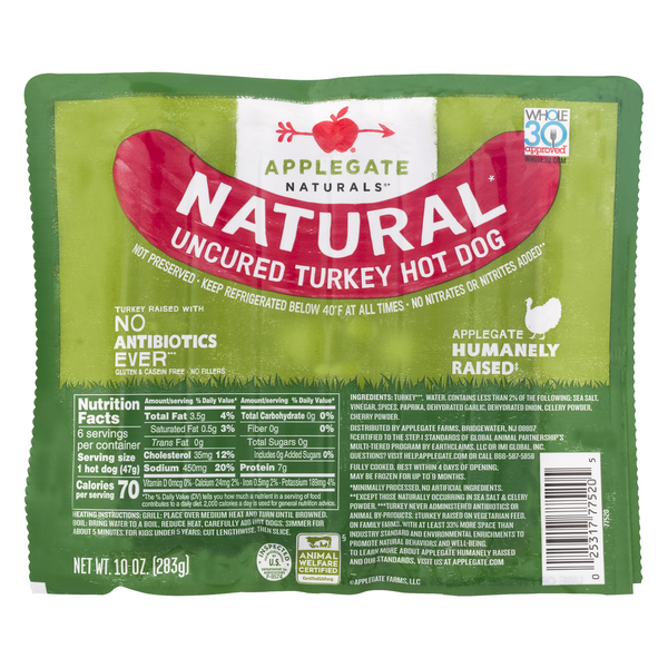 Save on Applegate Naturals Uncured Turkey Hot Dog 6 ct Order Online