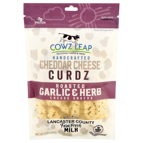 Cowz Leap Cheddar Curdz Roasted Garlic & Herb Cheese Snacks