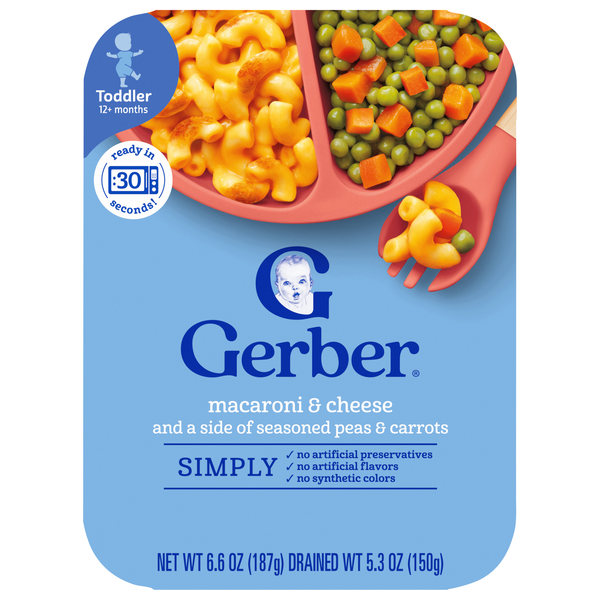 Gerber Mealtime Toddler Macaroni & Cheese with Seasoned Peas & Carrots