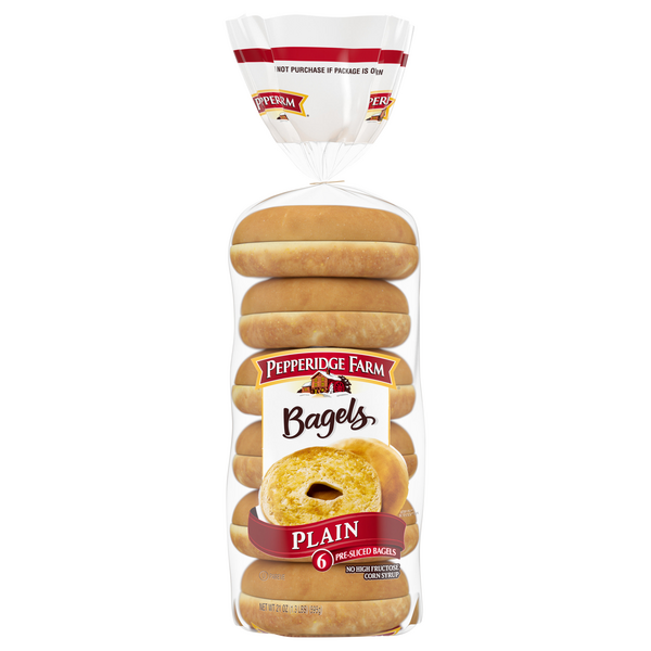 Pepperidge Farm Plain Pre-Sliced Bagels - 6 ct