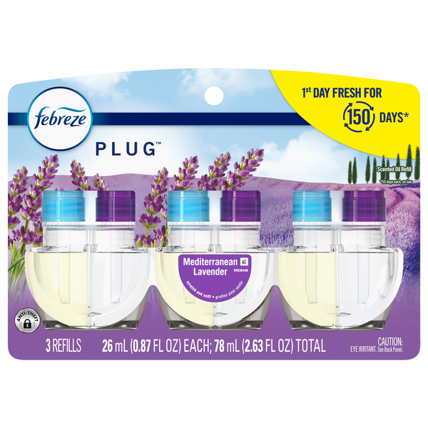 Febreze PLUG Mediterranean Lavender Scented Oil Refills - 3 ct