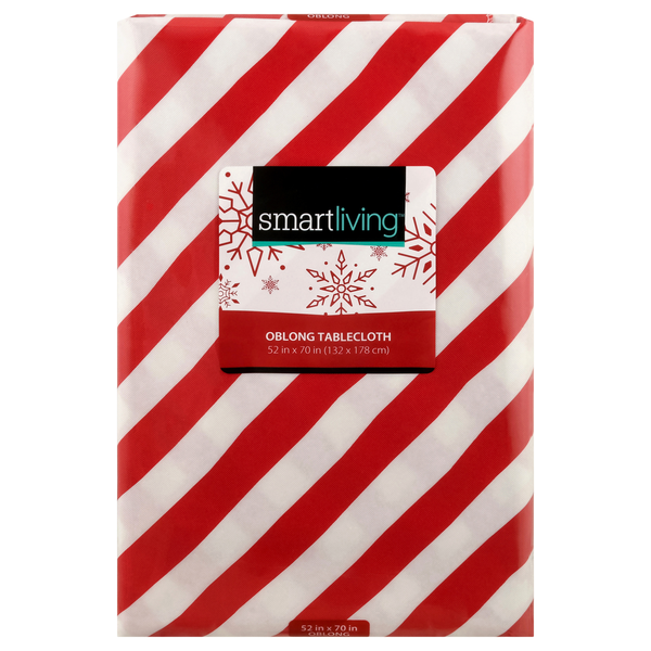 Smart Living Oblong Holiday Tablecloth Red Stripes 52 X 70 Inch