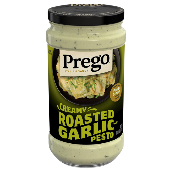 Prego Creamy Roasted Garlic Pesto Italian Pasta Sauce