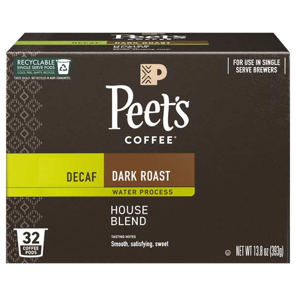 Peet's Decaf House Blend Dark Roast Single Serve K-Cup Coffee Pods